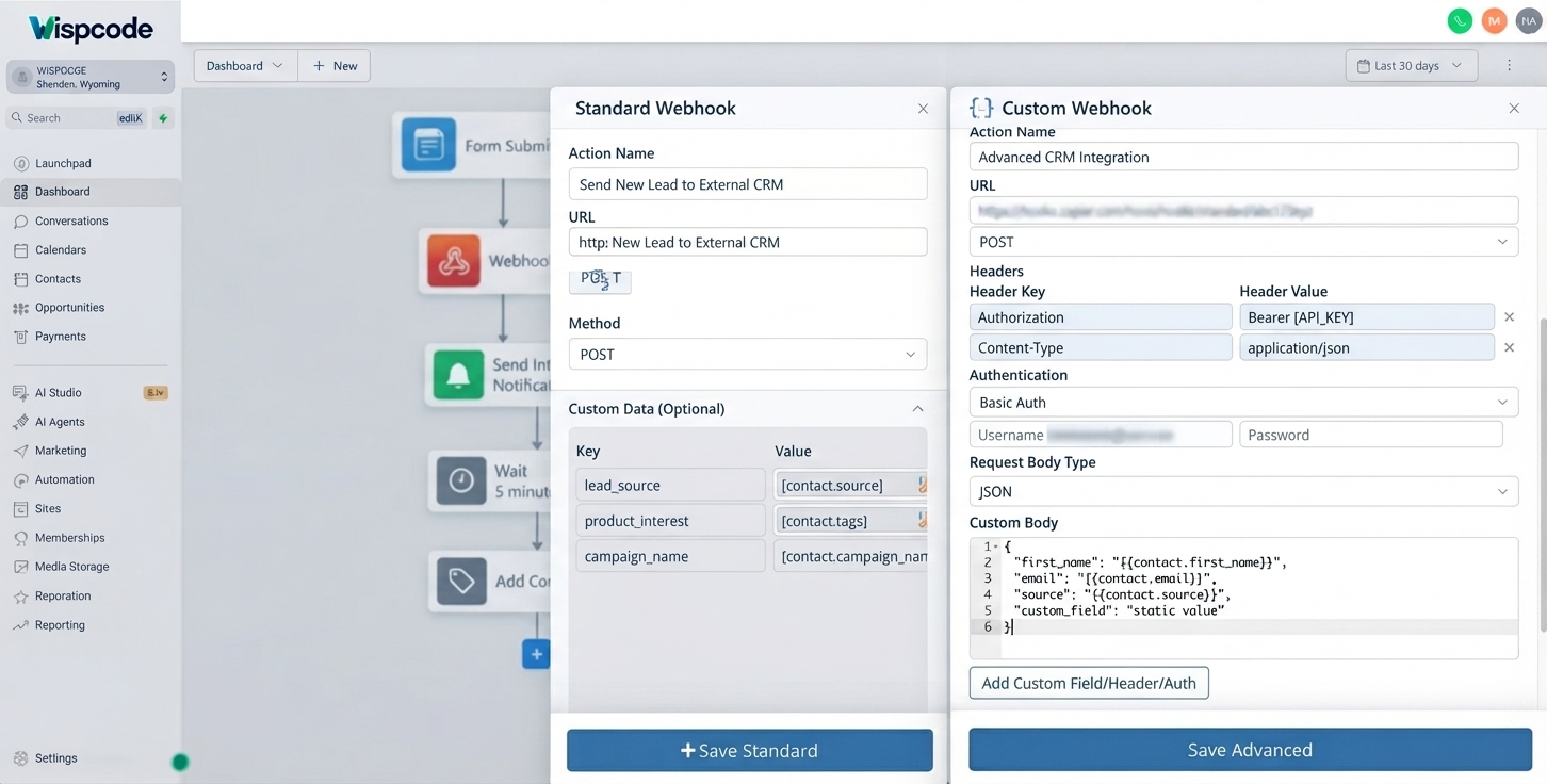 Comparing standard and custom webhook actions Comparing standard and custom webhook actions
