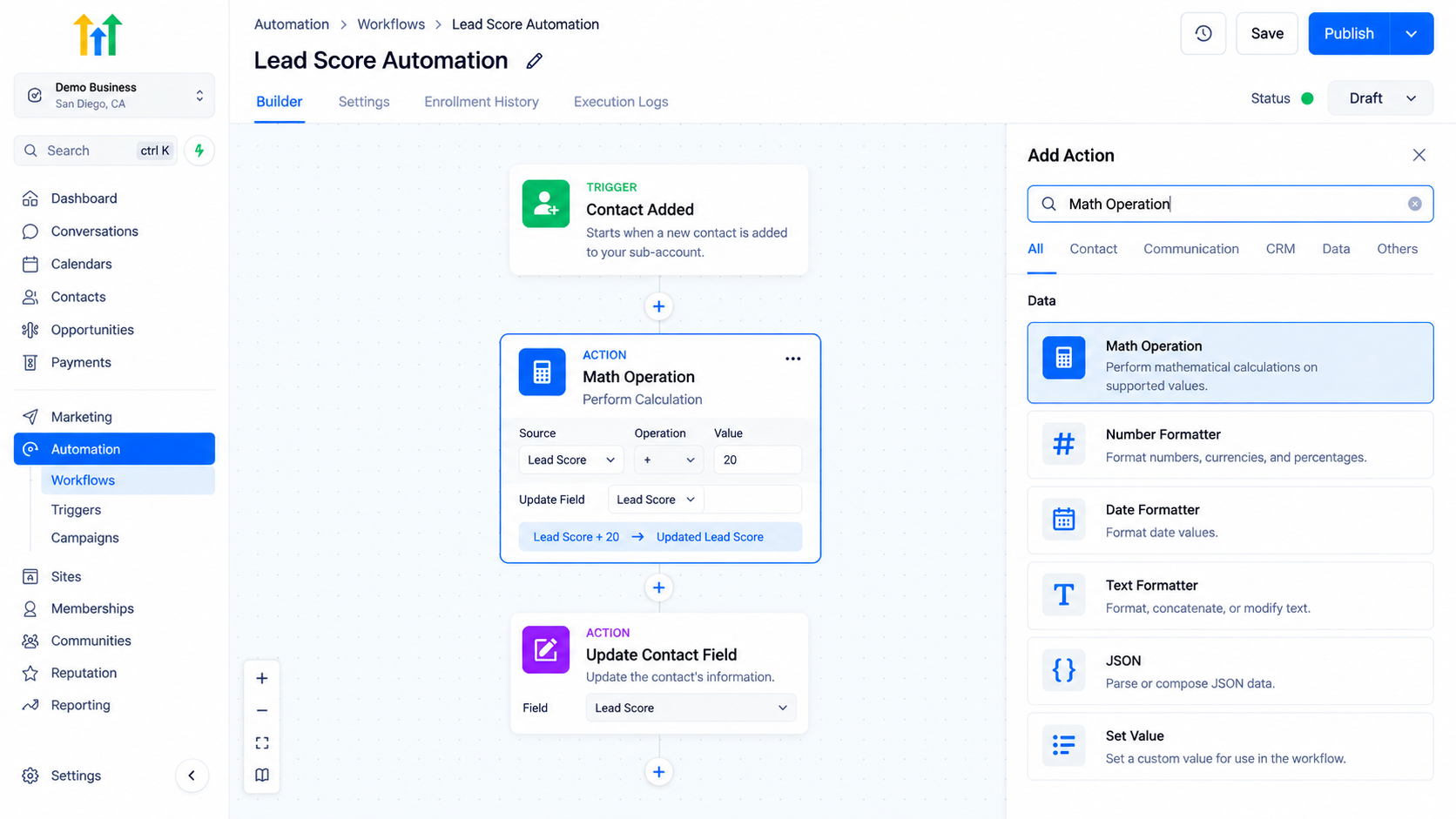 Lead Score Automation workflow builder dashboard Lead Score Automation workflow builder dashboard