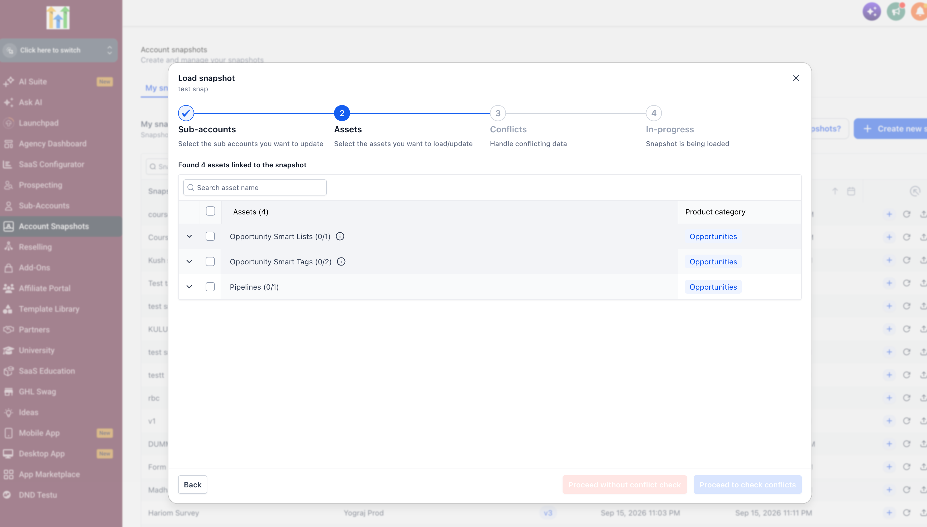 GoHighLevel Snapshot assets showing Opportunity Smart Lists Smart Tags and Pipelines GoHighLevel Snapshot assets showing Opportunity Smart Lists Smart Tags and Pipelines