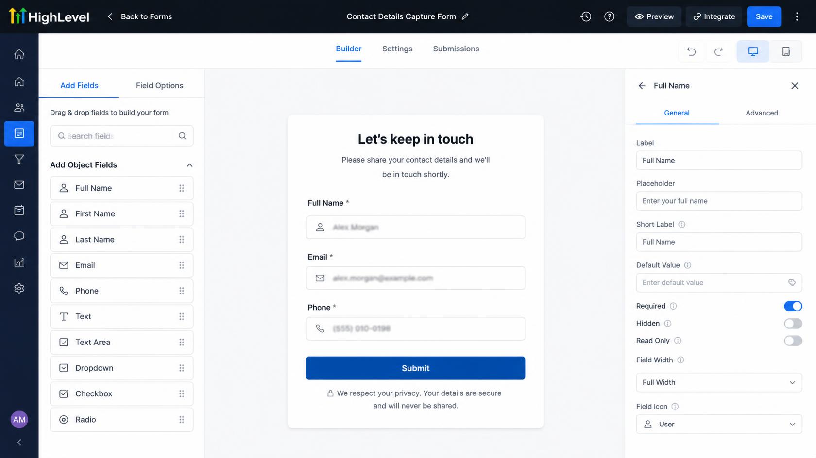 GoHighLevel lead capture form with name, email, and phone number fields. GoHighLevel lead capture form with name, email, and phone number fields.