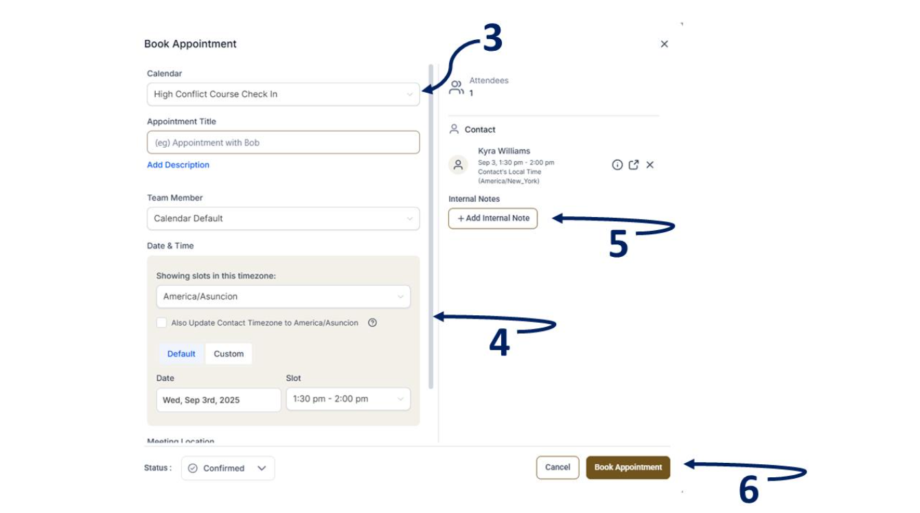 GoHighLevel booking form section with the Attach form option in the booking creation flow. GoHighLevel booking form section with the Attach form option in the booking creation flow.
