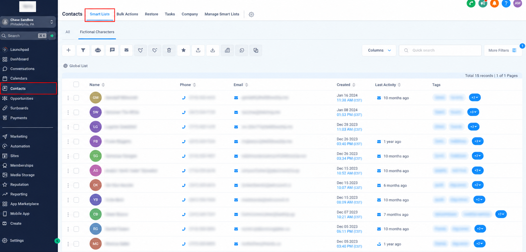 GoHighLevel Workflow Maps Contacts view for finding an individual contact.