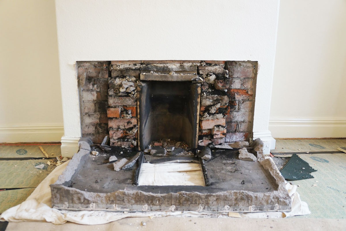 Safe removal of an existing brick chimney