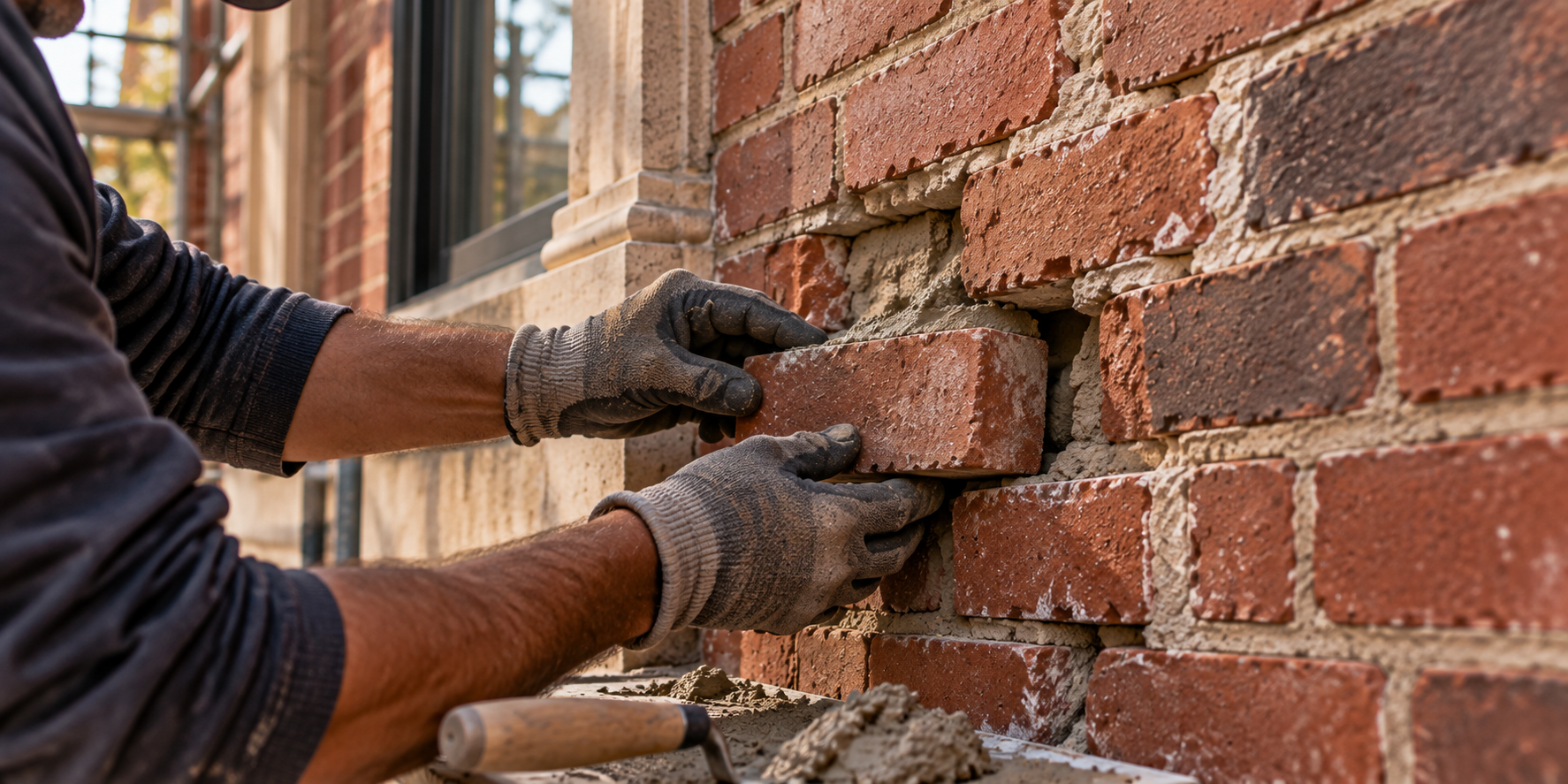 Replaced bricks matched to an existing wall