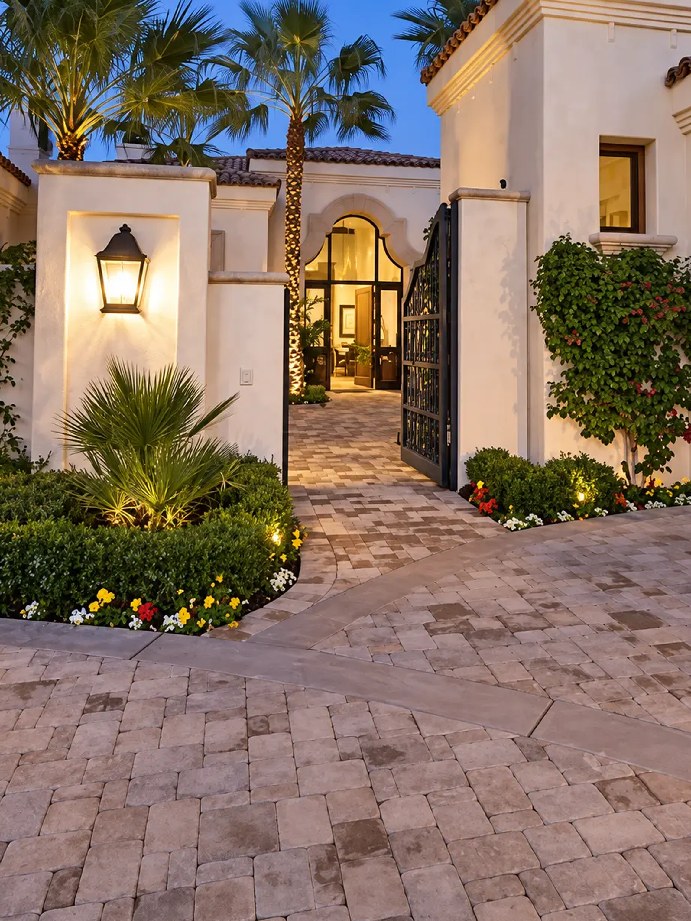 Brick and stone patio and garden walls