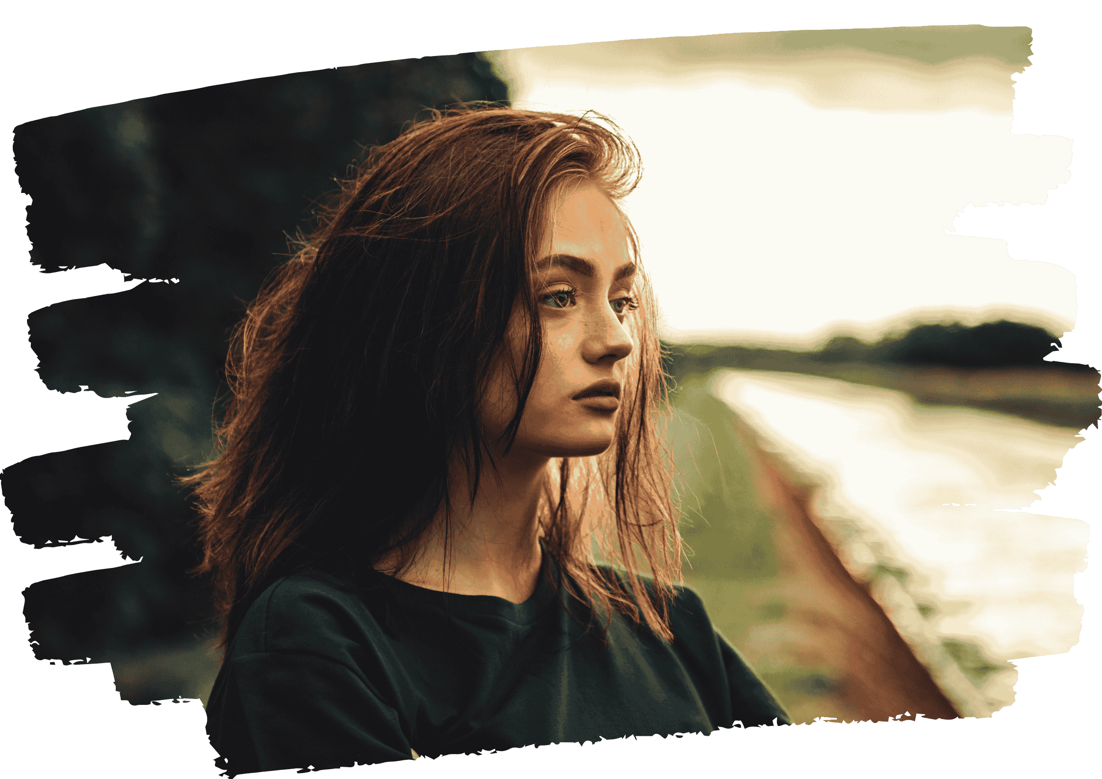 Woman looking away in quiet reflection, representing unspoken thoughts and not expressing true feelings 