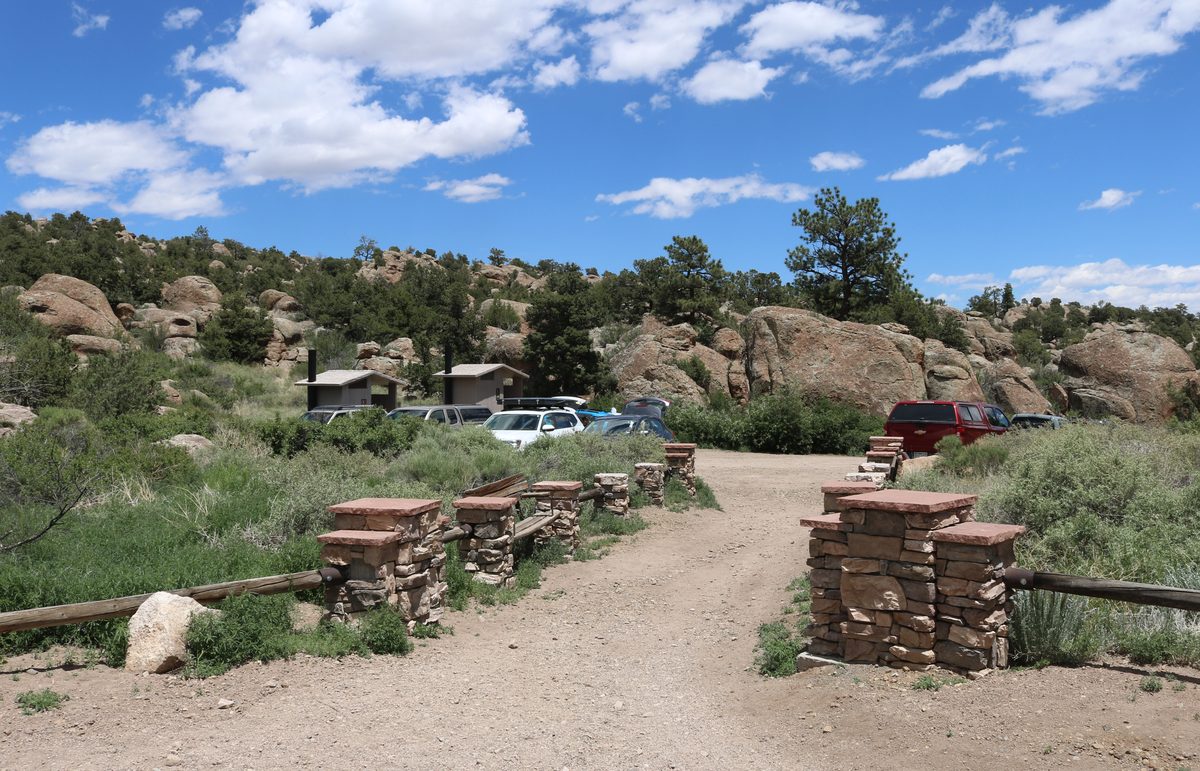 Main parking area at Penitente Canyon Recreation Area
