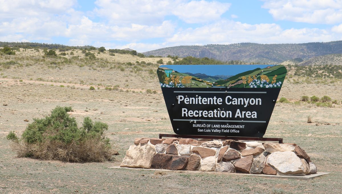 Penitente Canyon Recreation Area entrance sign