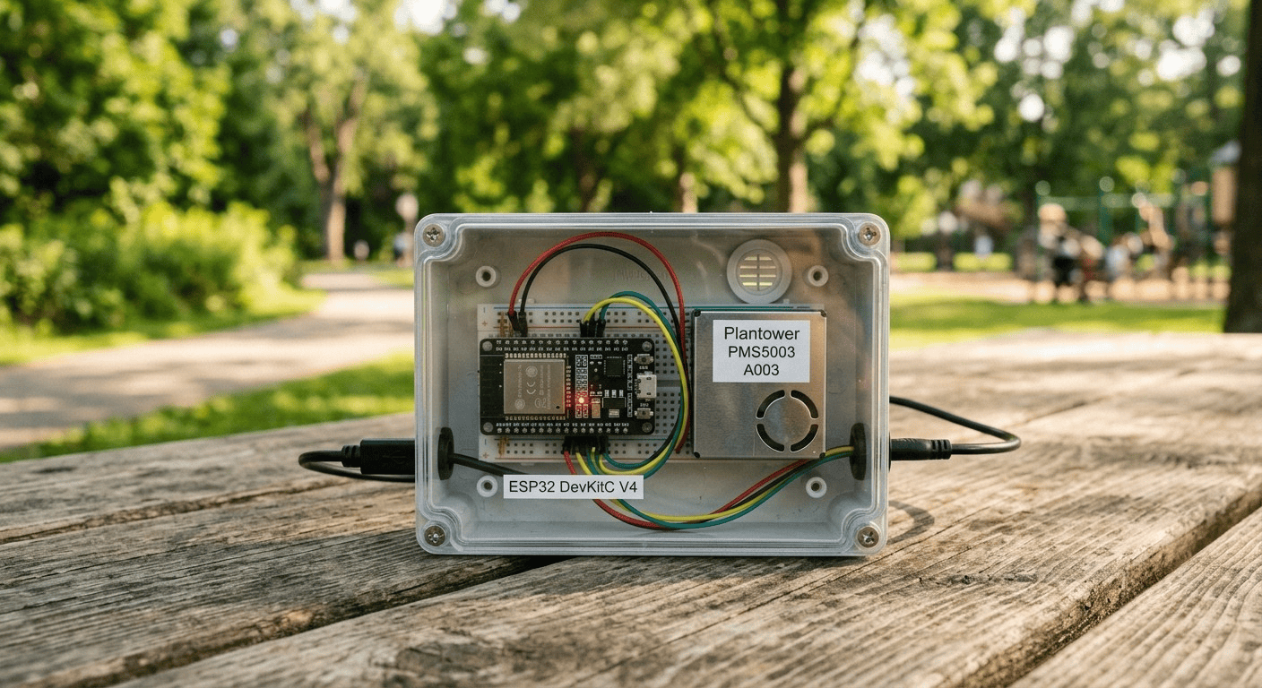 DIY air quality sensor build using Plantower PMS5003 and ESP32 inside a weather-resistant enclosure for citizen science air monitoring DIY air quality sensor build using Plantower PMS5003 and ESP32 inside a weather-resistant enclosure for citizen science air monitoring