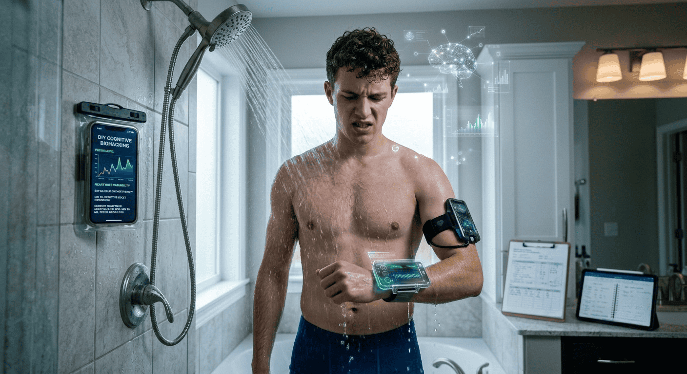Cold shower therapy as a DIY focus experiment in cognitive biohacking. Cold shower therapy as a DIY focus experiment in cognitive biohacking.
