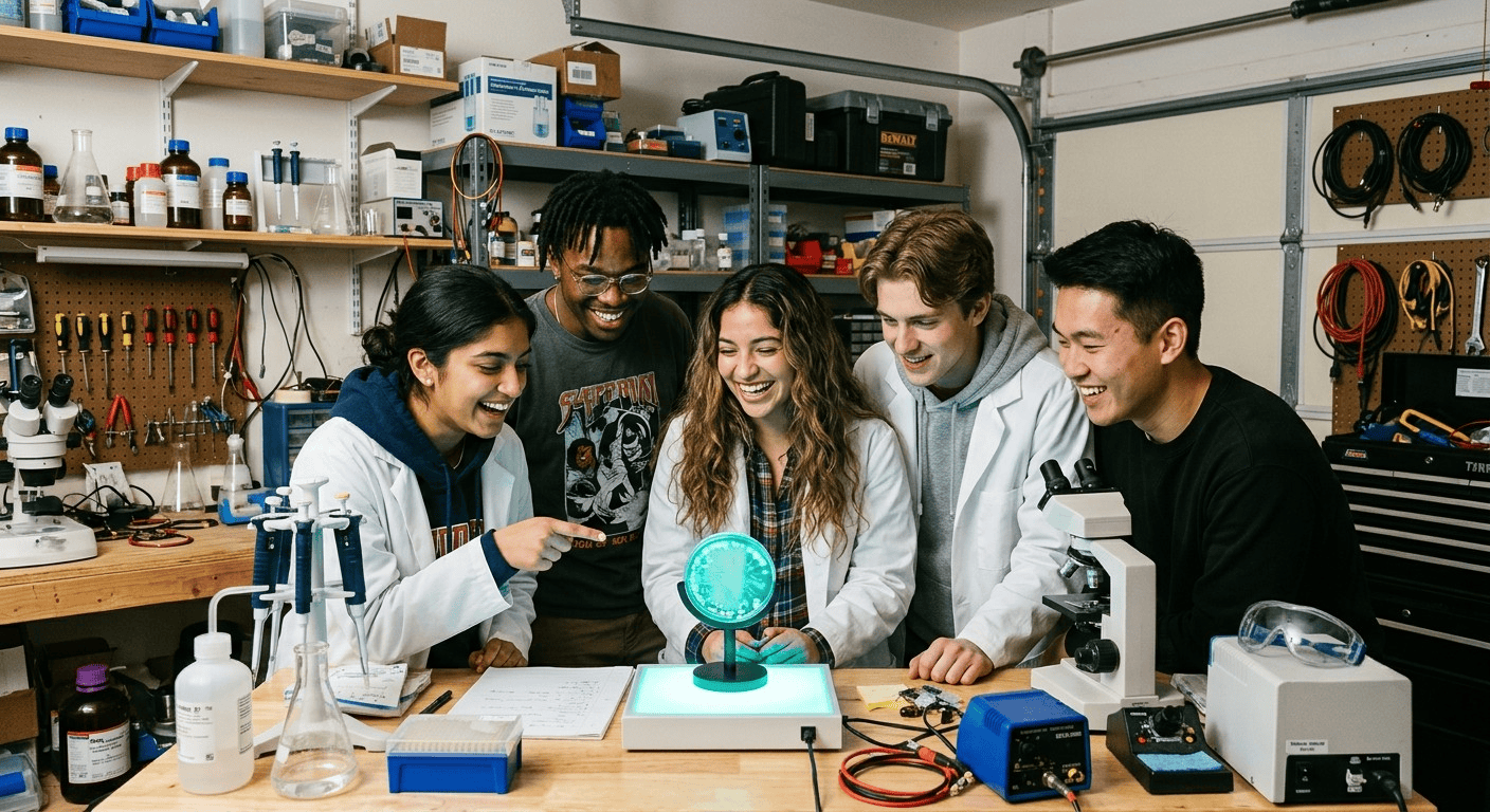 DIY biology opportunities in a garage lab showing collaborative citizen science