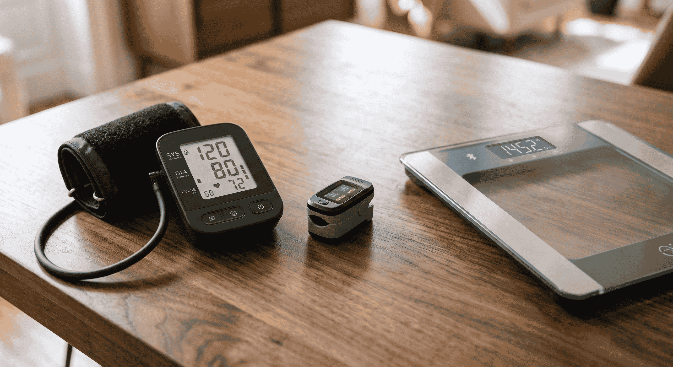 track biomarkers at home using affordable health sensors like blood pressure monitor and oximeter