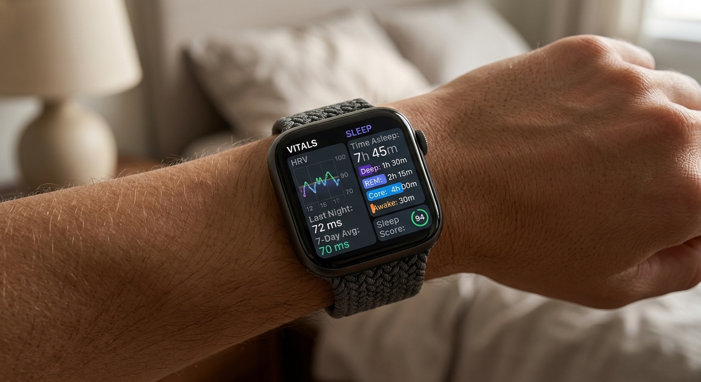 Apple Watch wearable for HRV and sleep, helping track home recovery with built-in health apps Apple Watch wearable for HRV and sleep, helping track home recovery with built-in health apps