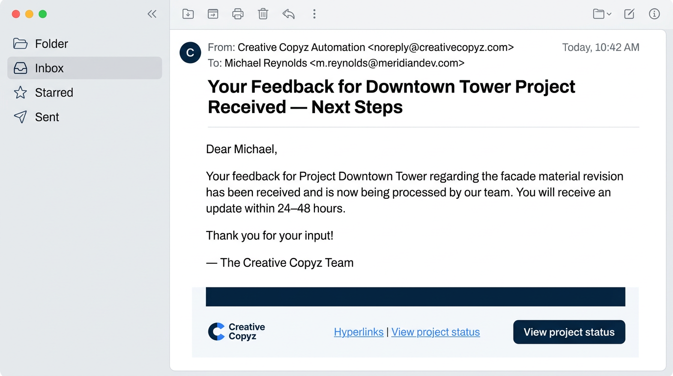 Automated Client Update Email UI