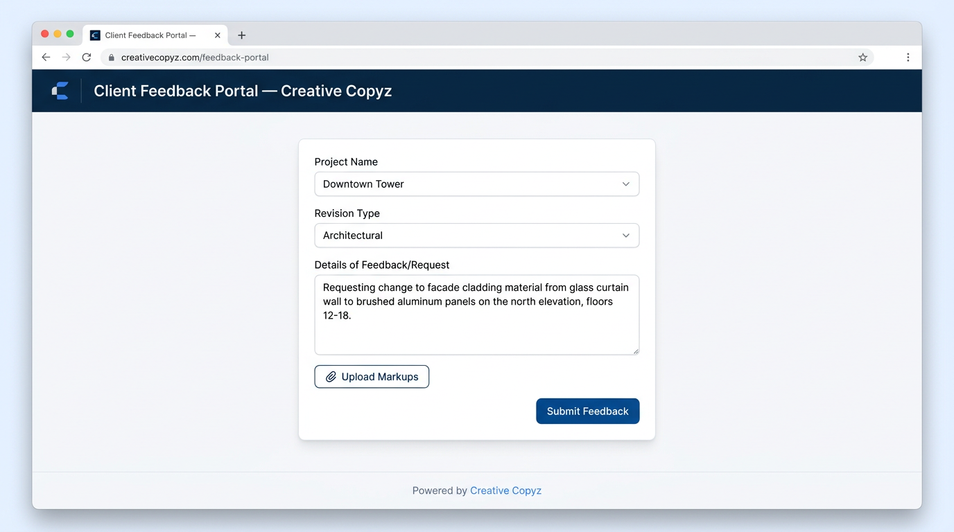 Client Feedback Submission Portal UI