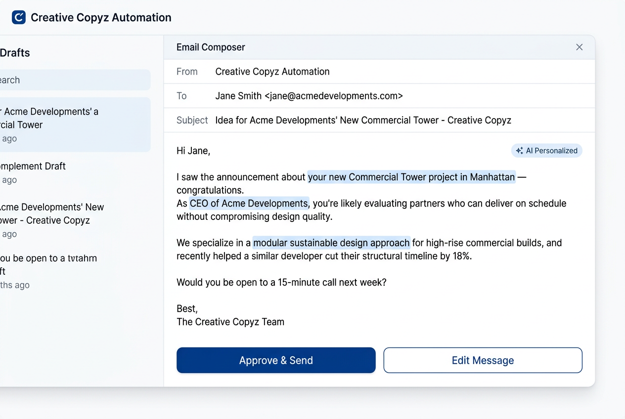 AI personalized outreach draft