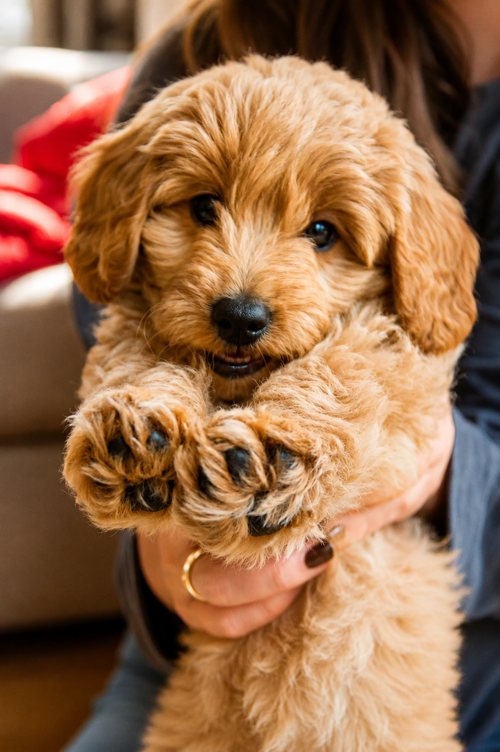Cute dog being held