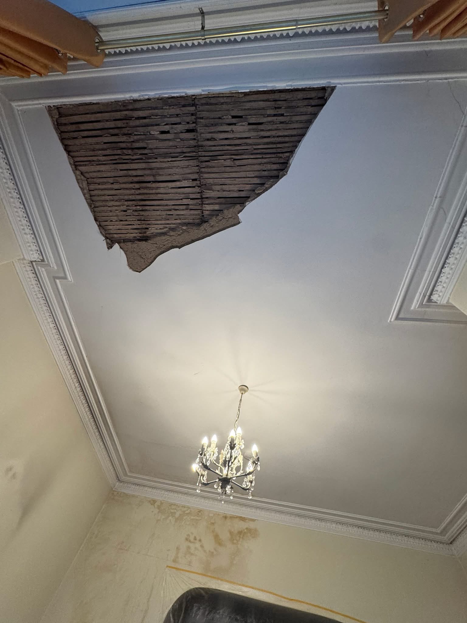 Ceiling before repair in Falkirk