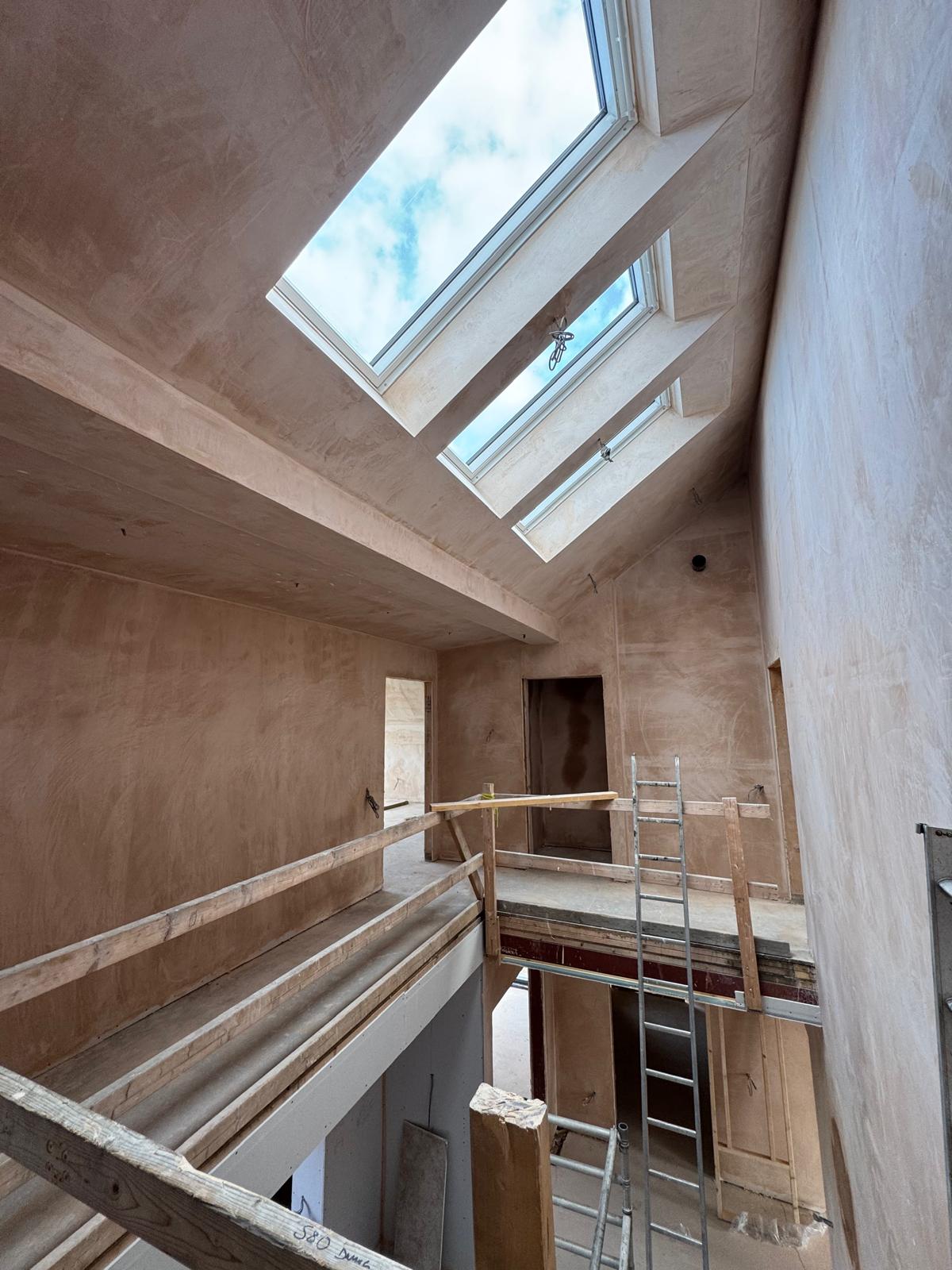 Velux skylight plastering Scotland — loft conversion ceiling skim