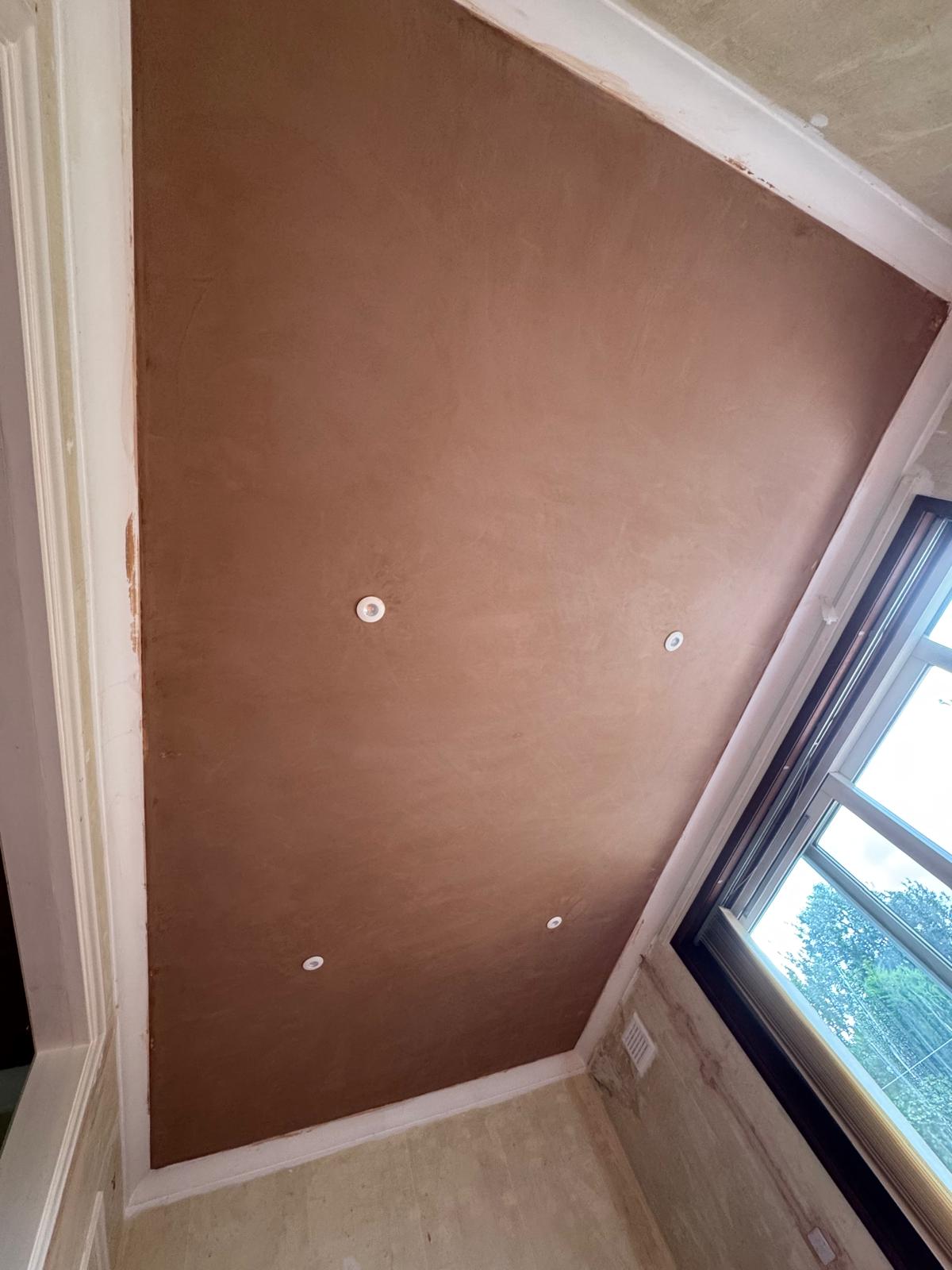 Bathroom ceiling skim with recessed downlights — CTL Plastering
