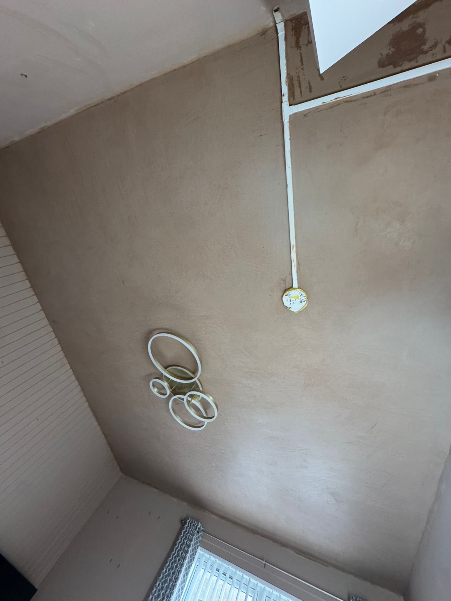 Living room walls and ceiling skimmed by CTL Plastering, Linlithgow