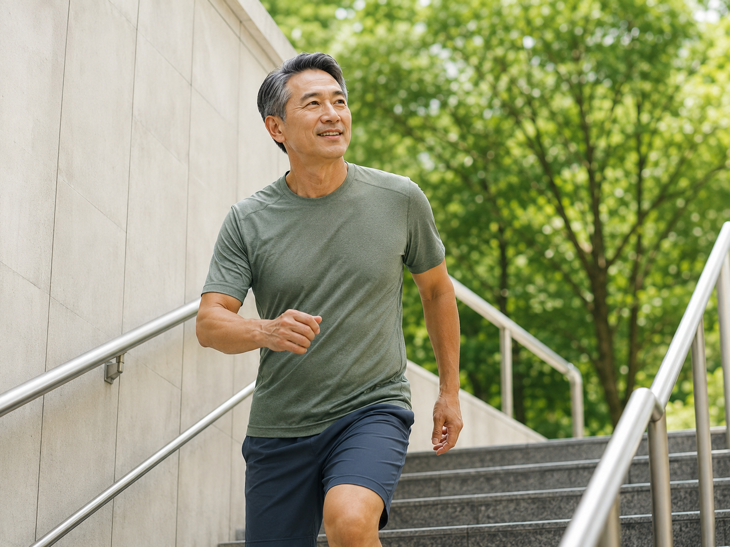 Man moving on stairs