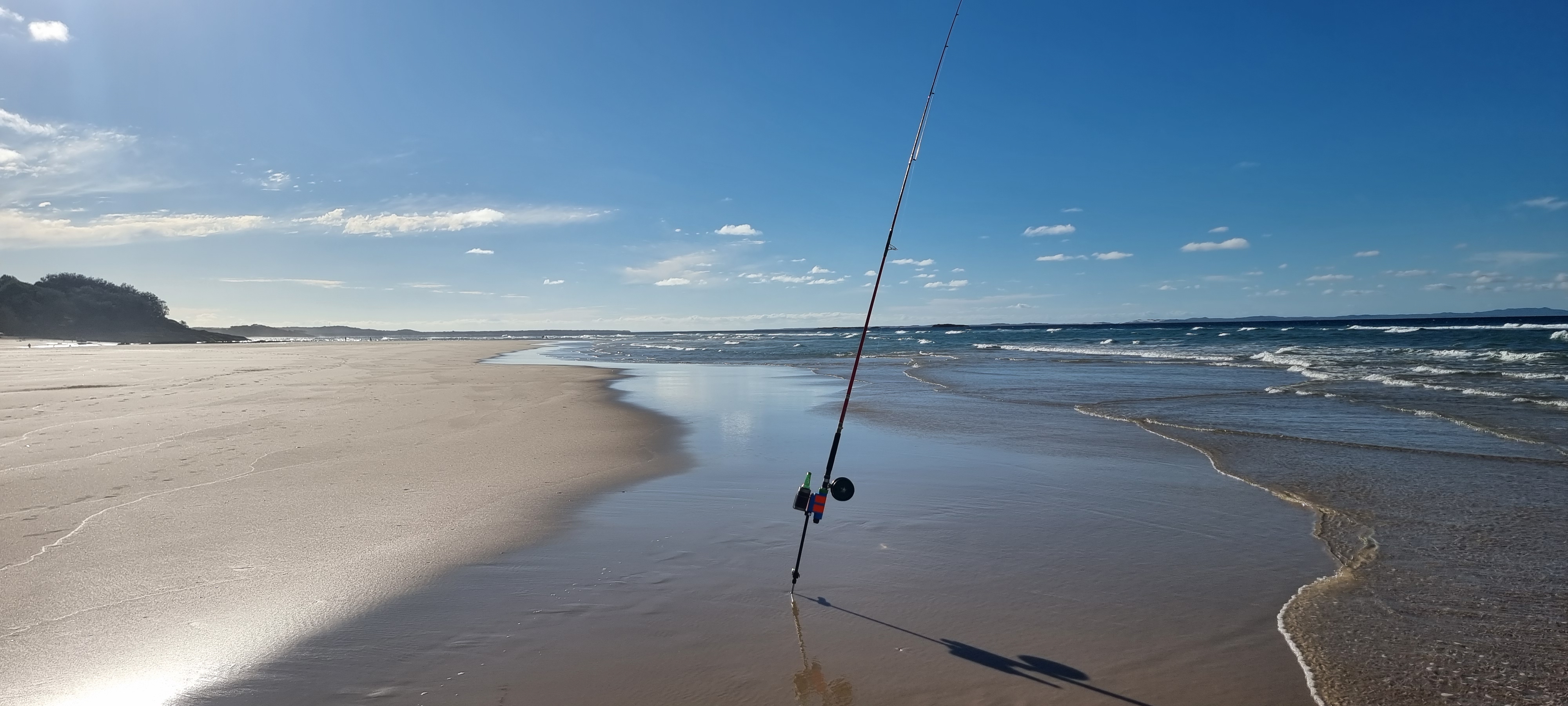 Aussie Rod Holder supporting a fishing rod securely on an Australian beach