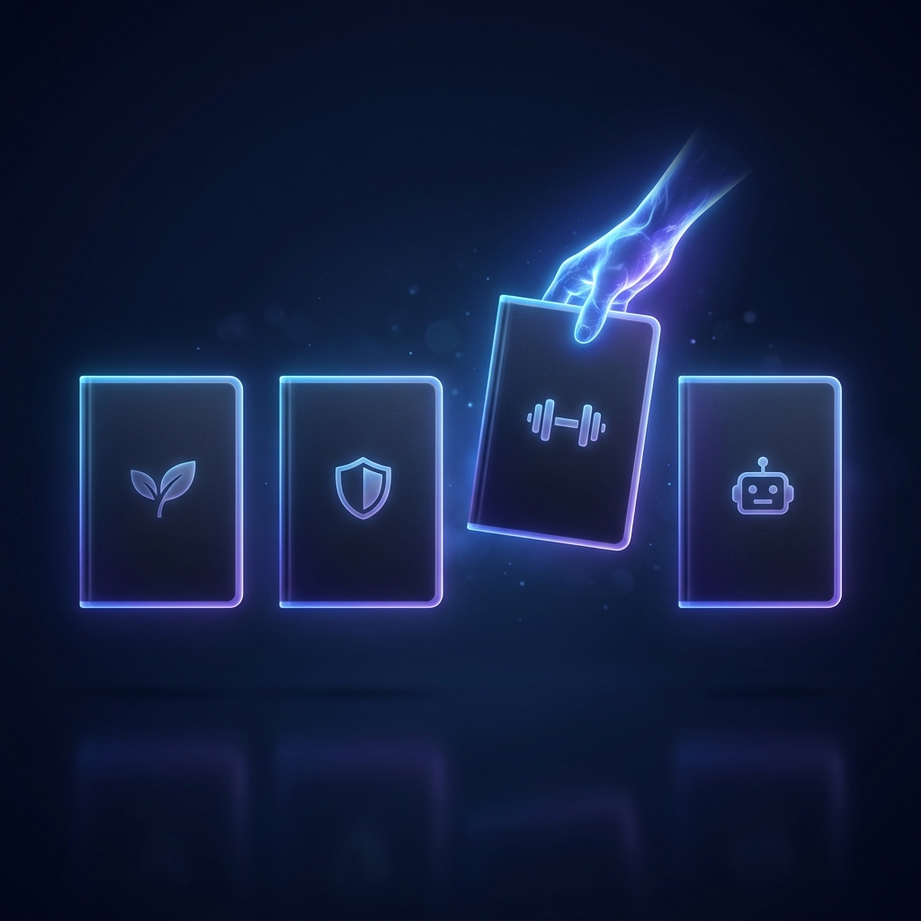 Four glowing playbook covers for FST, iPasella, LiveGood and ImageOS
