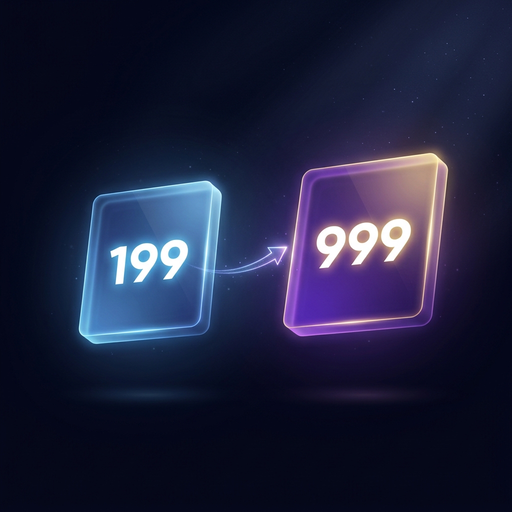 Two glowing pricing cards showing the R199 Skool tier upgrading to R999 ImageOS tier