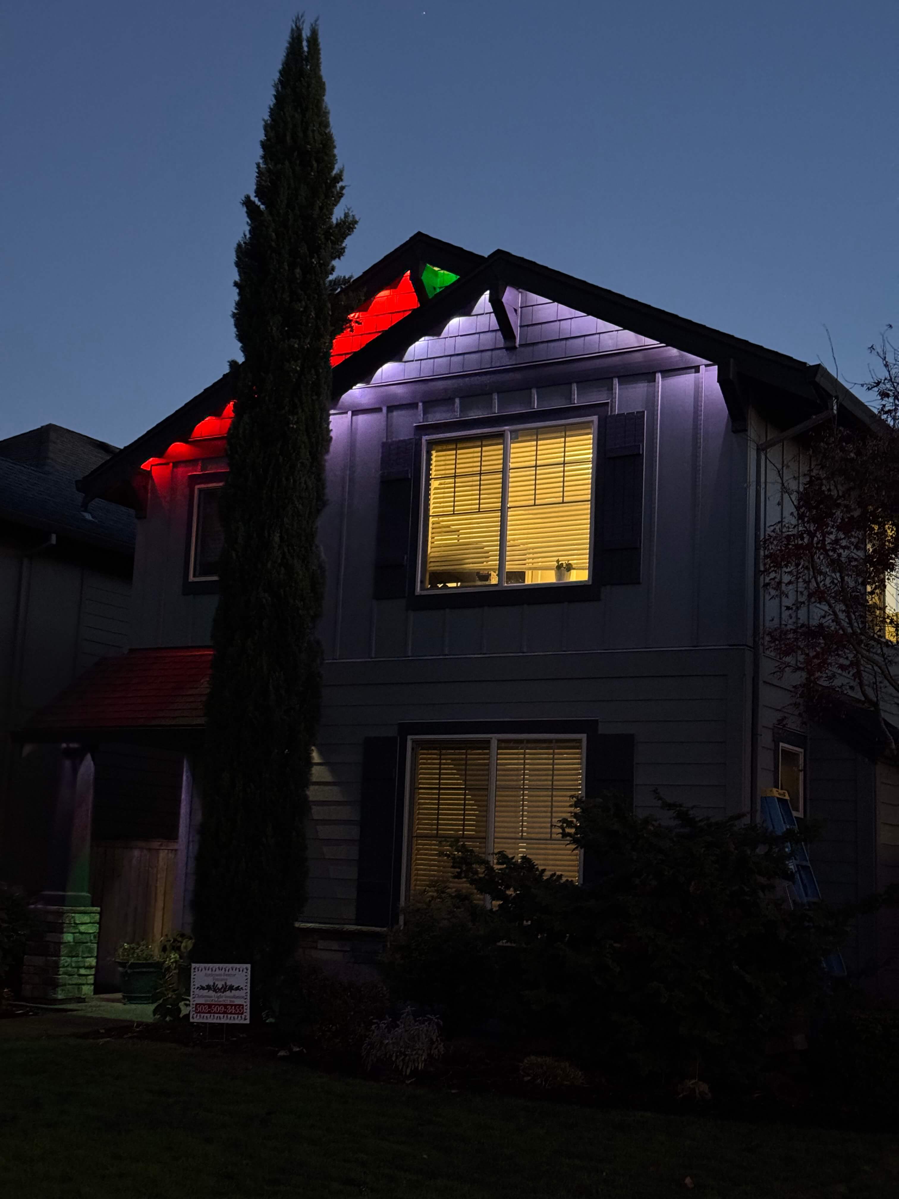 Year round permanent outdoor lighting Oregon home