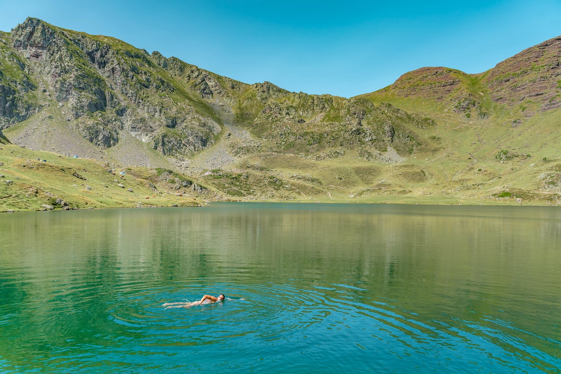 Man swimming in Mountain Lake