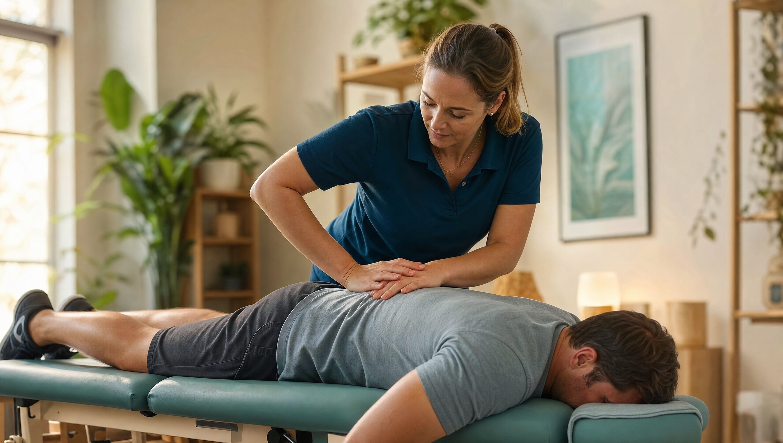 Physiotherapist treating a worker back injury at Trust Care Physiotherapy