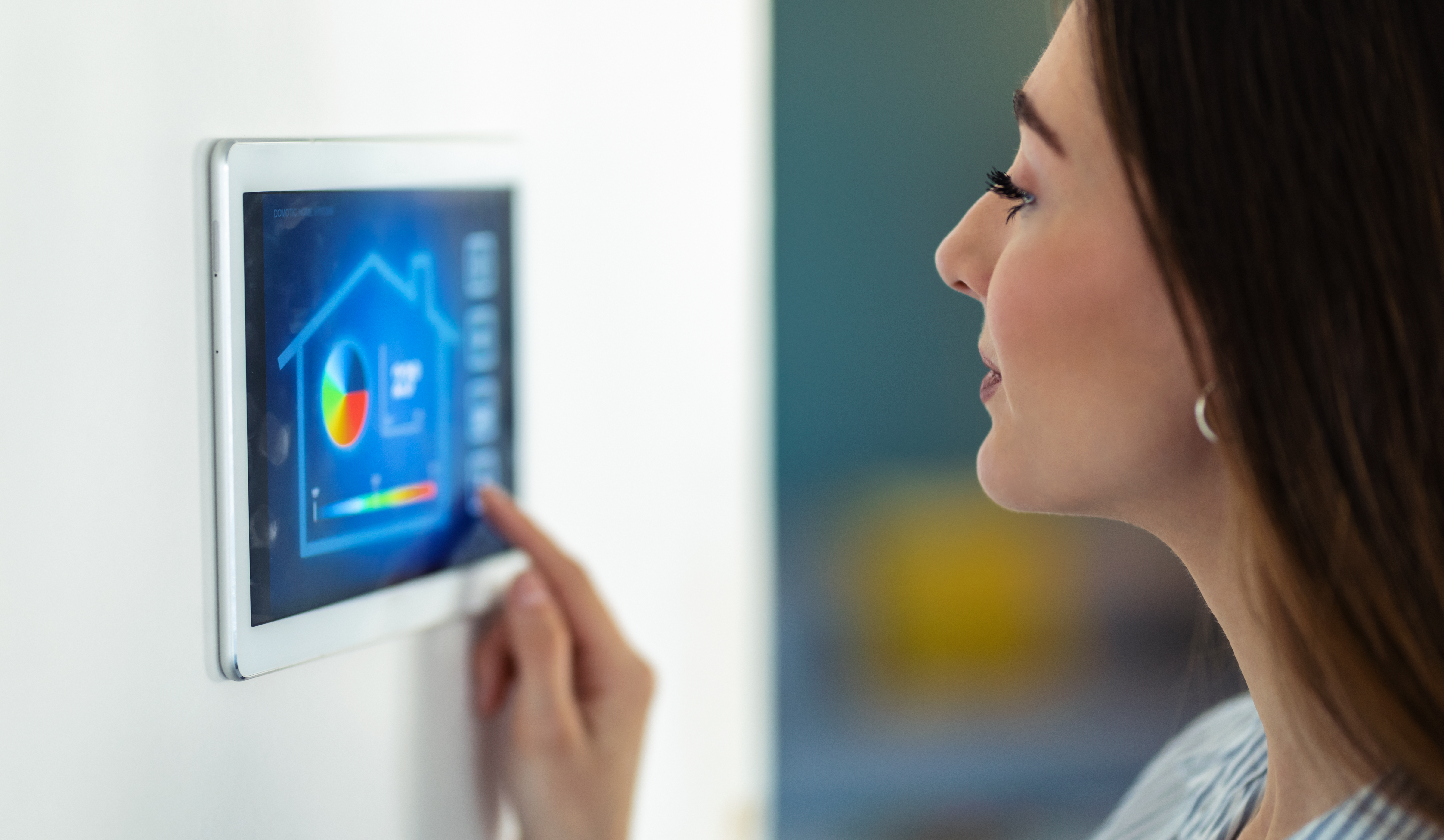 Homeowner using a smart thermostat