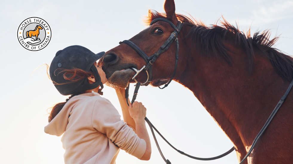 Person kissing a horse highlighting equine therapy benefits in emotional bonding Person kissing a horse highlighting equine therapy benefits in emotional bonding