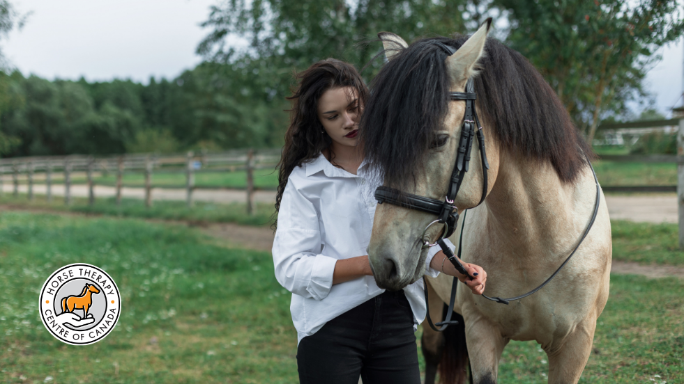 Woman observing a horse closely to explore how intelligent is a horse