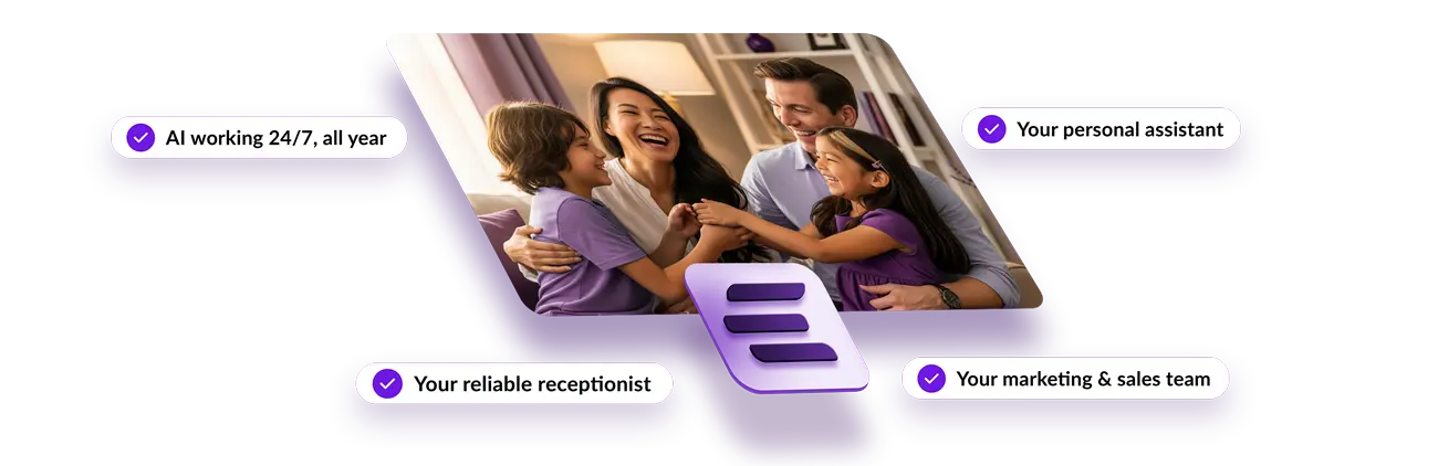 Happy Business owner with happy family enabled by EEVION AI & Automations