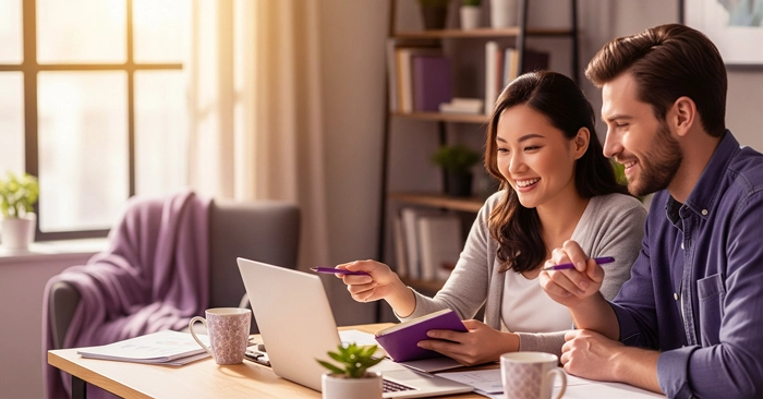 Happy business owners enjoying work with EEVION AI