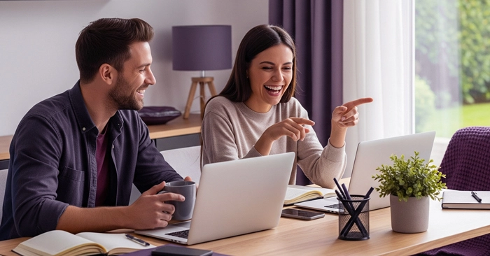 Happy business owners with EEVION AI