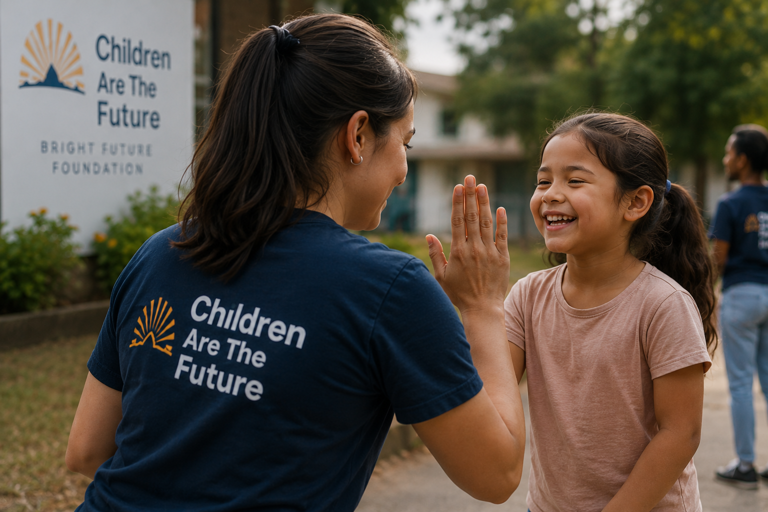 Children Are The Future volunteer sharing a joyful moment with a child