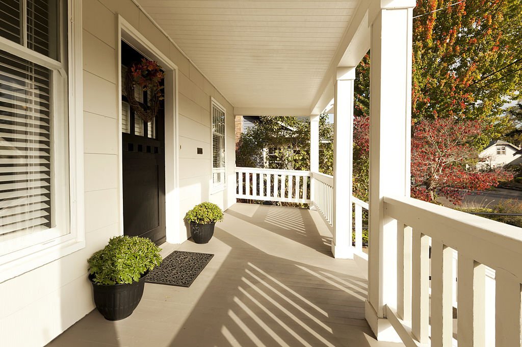 A covered front porch