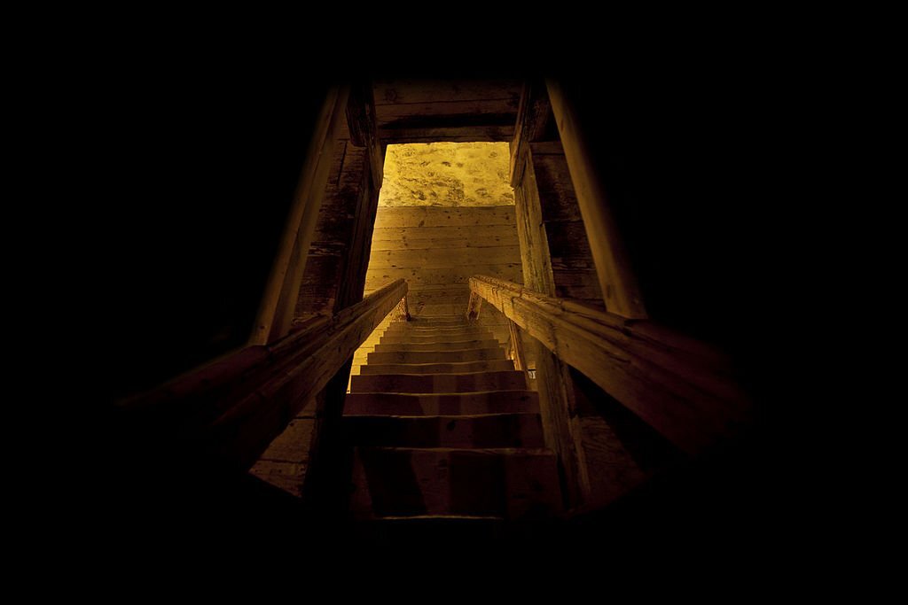 Dark basement stairs