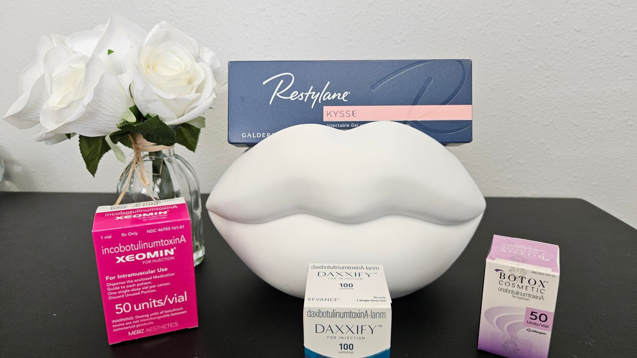 Dermal filler products including Restylane Kysse
