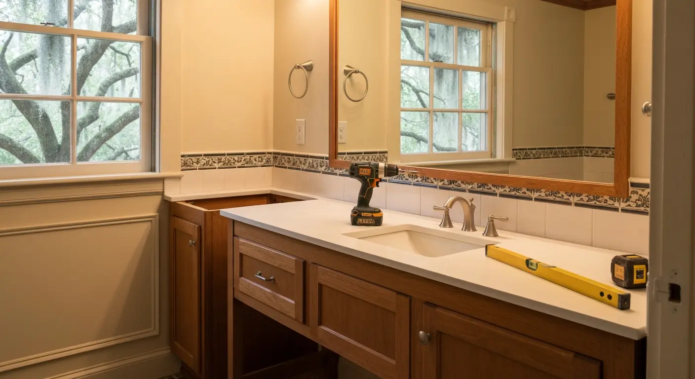 Bathroom vanity installation