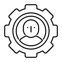 Icono de una persona dentro de un engranaje para representar los seguimientos personalizados.