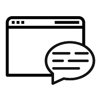 Una burbuja de comunicación o "callout" sobre una página web para representar la función de web chat.