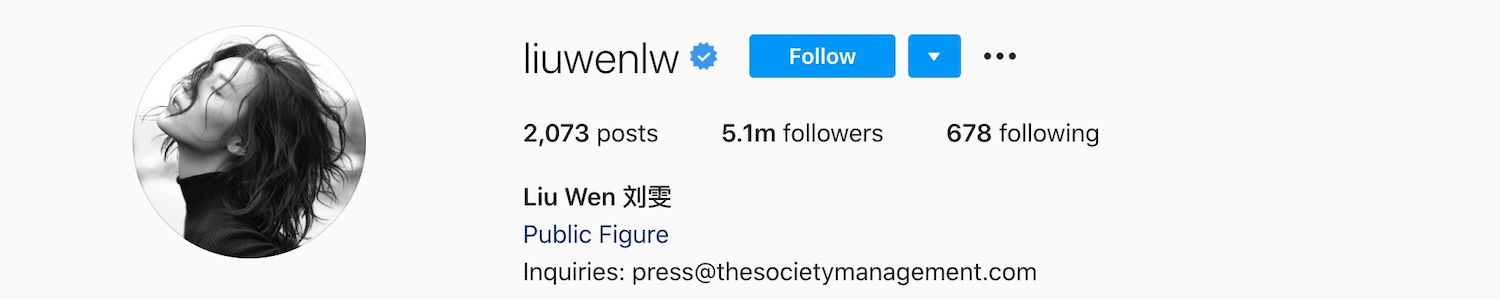 Liu Wen Instagram