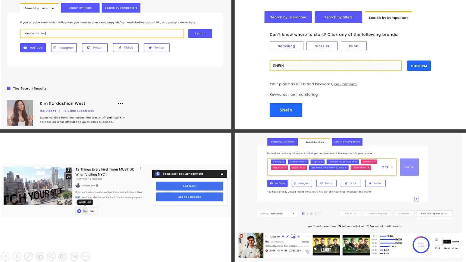 Leverage SocialBook's Influencer Database Search