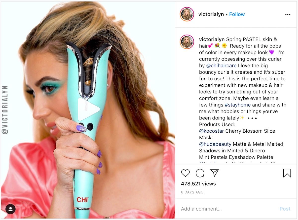The sponsored post by influencer @victorialyn for brand Grande Cosmetics.