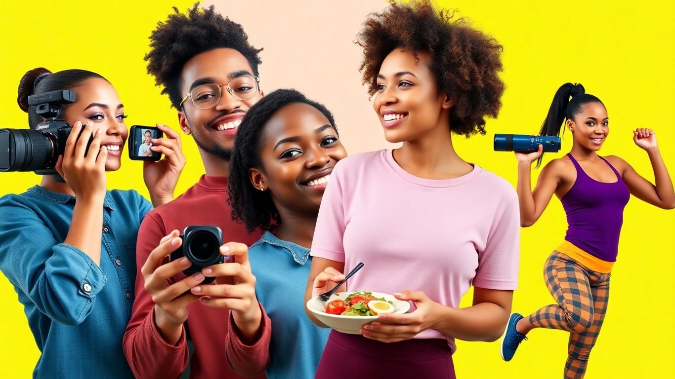 Influencers creating content in various niches. Influencers creating content in various niches.