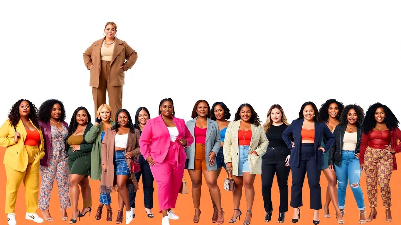 Diverse plus-size fashion influencers in stylish outfits. Diverse plus-size fashion influencers in stylish outfits.